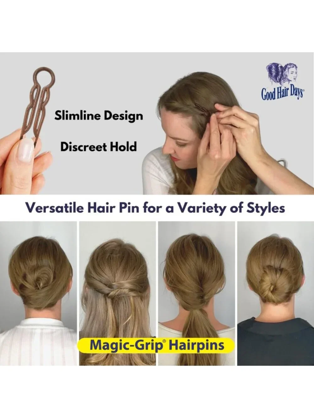 10 Magic Grip Hairpins for Strong Hold - Perfect for Updos & Styling